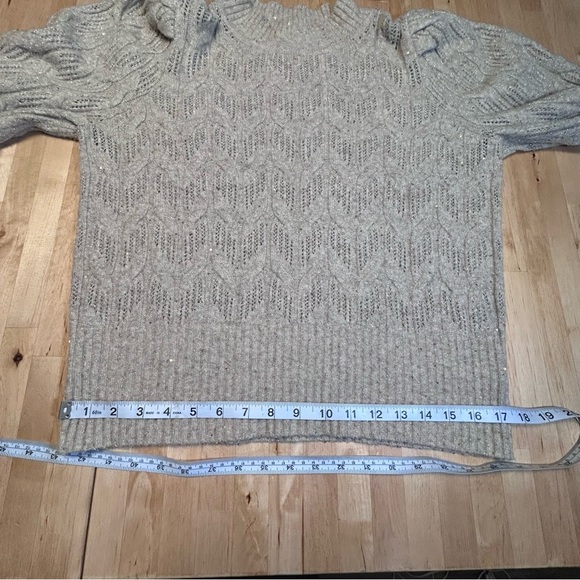 Express Tan with Gold Sequins Cable Knit Sweater - Picture 13 of 15